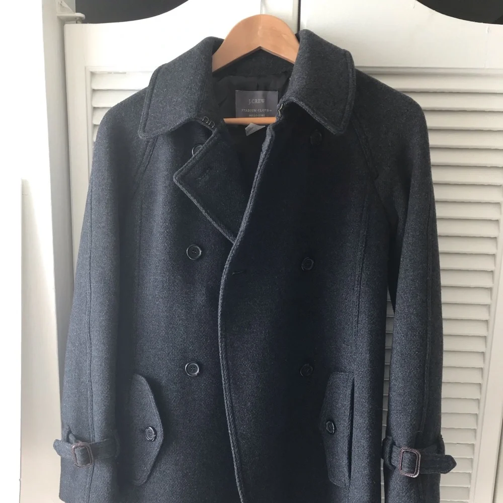 J. Crew Wool-Blend Stadium Cloth Double-Breasted Mid-length Coat - Sz 00